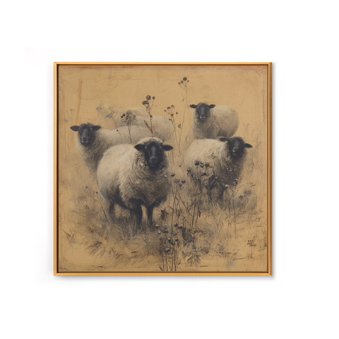 Black and White Sheep Framed Canvas Print, Farmhouse Art, Gallery Decor, Farmhouse Decor, Fine Art, Harvest, Contemporary Art, FAR-1x1-32