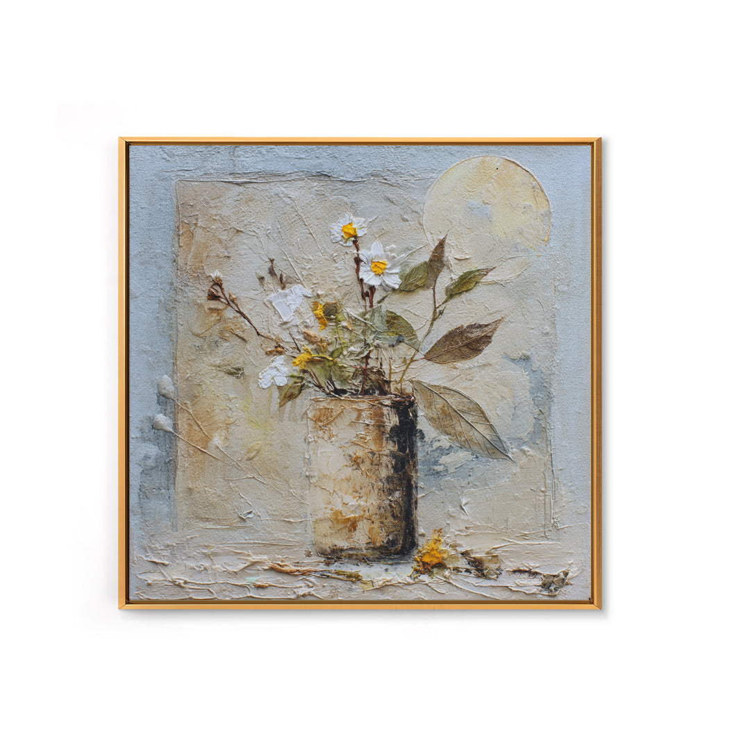Chicken Family in a Garden Patch Framed Canvas Print, Farmhouse Art, Botanical Art, Farmhouse Decor, Oil Painting, Harvest, FAR-1x1-63