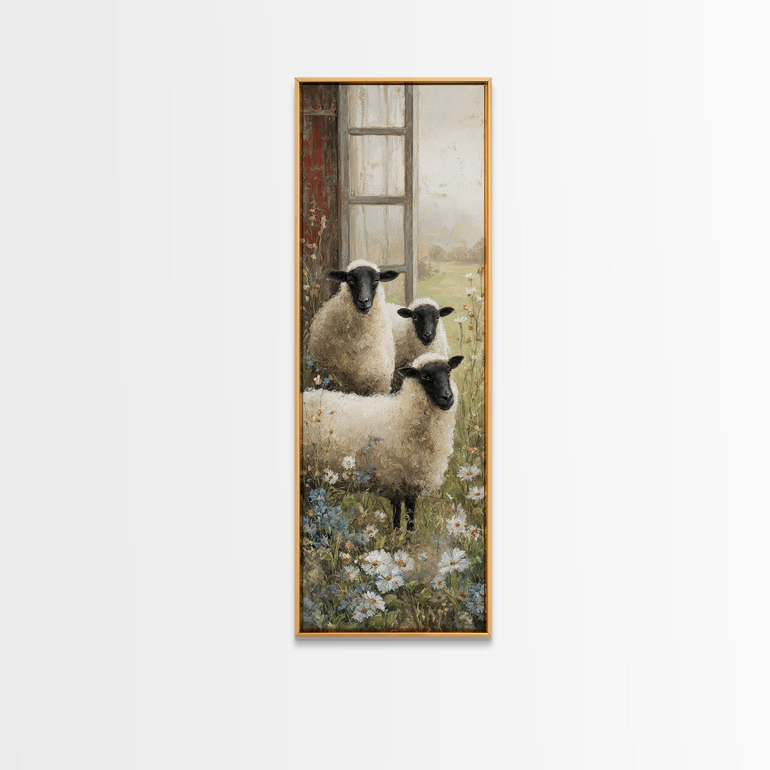 Black and White Sheep Framed Canvas Print, Farmhouse Art, Luxury Decor, Farmhouse Decor, Fine Art, Harvest, Art Prints, FAR-1x3-20