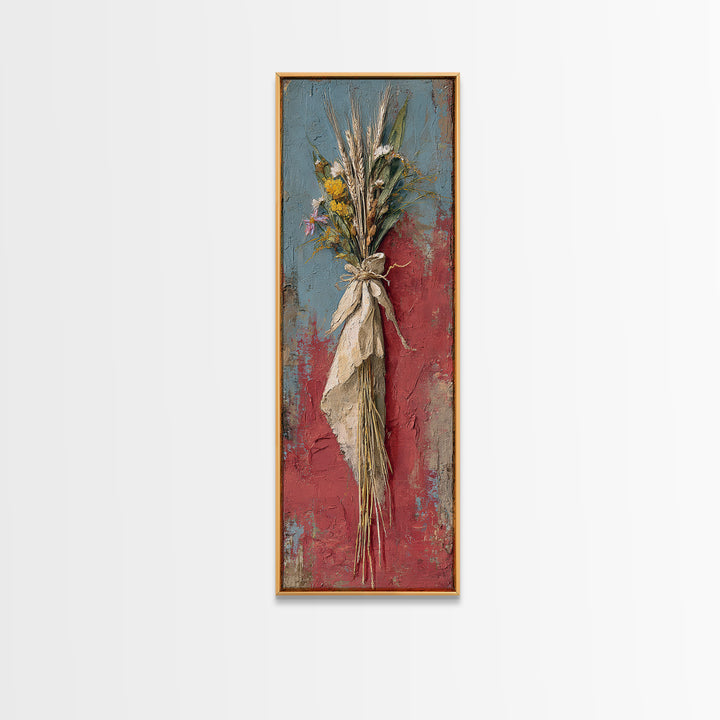 Wheat Bundle Tied Canvas Print, Farmhouse Art, Botanical Prints, Farmhouse Decor, Fine Art, Harvest, Statement Artwork, FAR-1x3-22