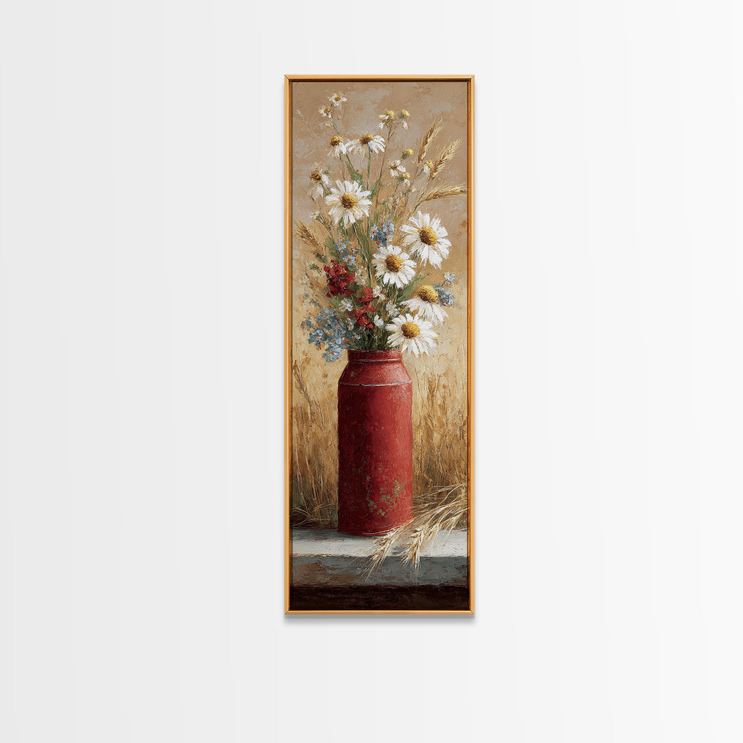 Old Milk Can Framed Canvas Print, Farmhouse Art, Art Print, Farmhouse Decor, Fine Art, Harvest, Digital Art, Printable Wall Art, FAR-1x3-24