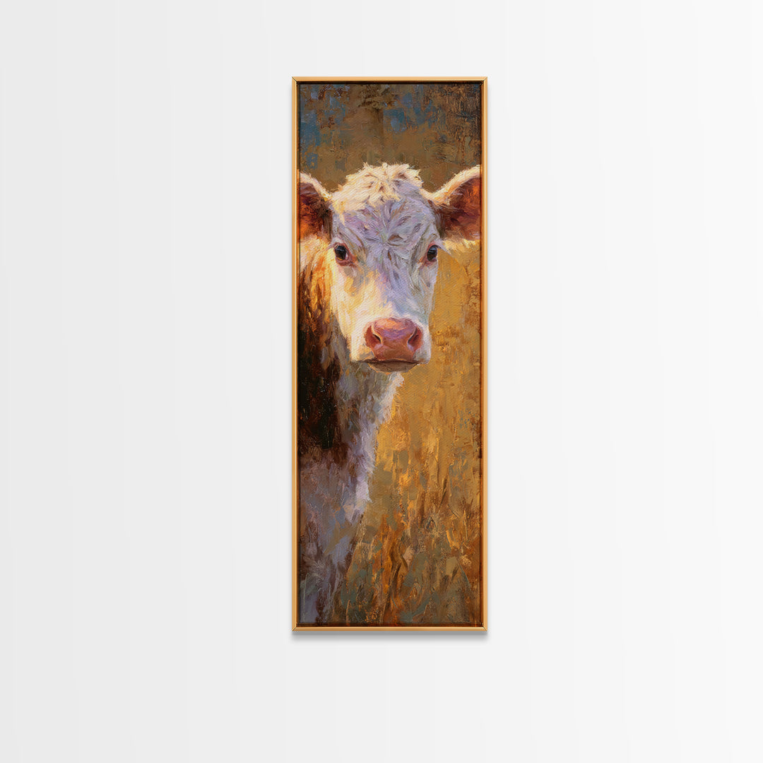 White Cow Portrait Canvas Print, Farmhouse Art, Statement Artwork, Farmhouse Decor, Fine Art, Harvest, Digital Prints, FAR-1x3-37