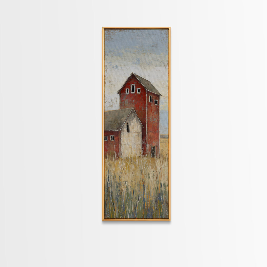 Rustic Barn in Golden Field Light Canvas Print, Farmhouse Art, Gallery Wall, Farmhouse Decor, Fine Art, Harvest, Art Print, FAR-1x3-38