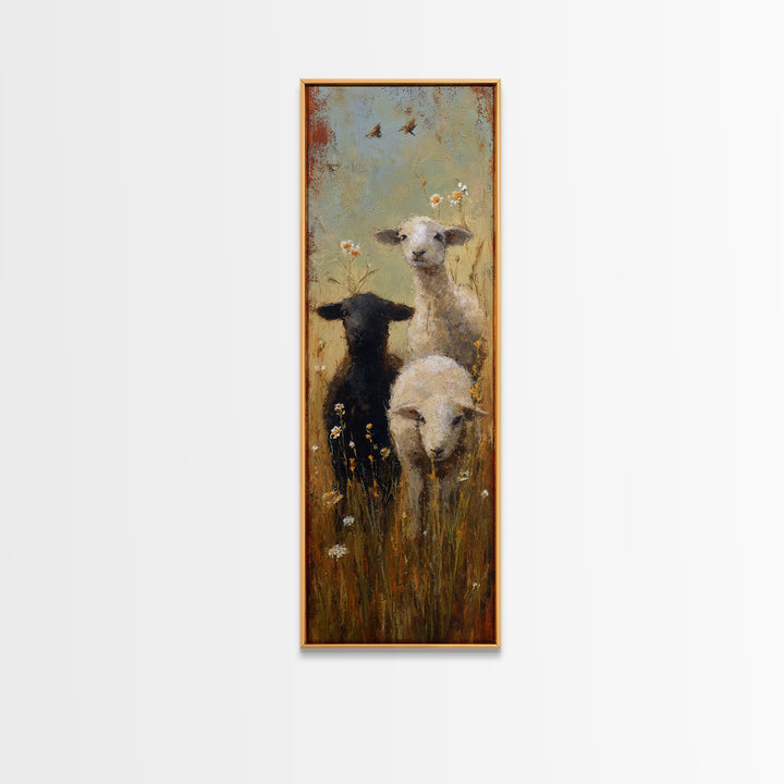 Black and White Sheep Canvas Print, Farmhouse Art, Contemporary Art, Farmhouse Decor, Fine Art, Harvest, Printable Art, FAR-1x3-44