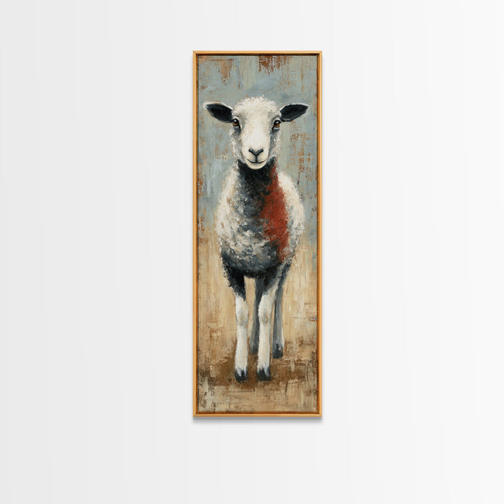 Black and White Sheep Canvas Print, Farmhouse Art, Digital Print, Farmhouse Decor, Fine Art, Harvest, Floral Wall Art, FAR-1x3-68