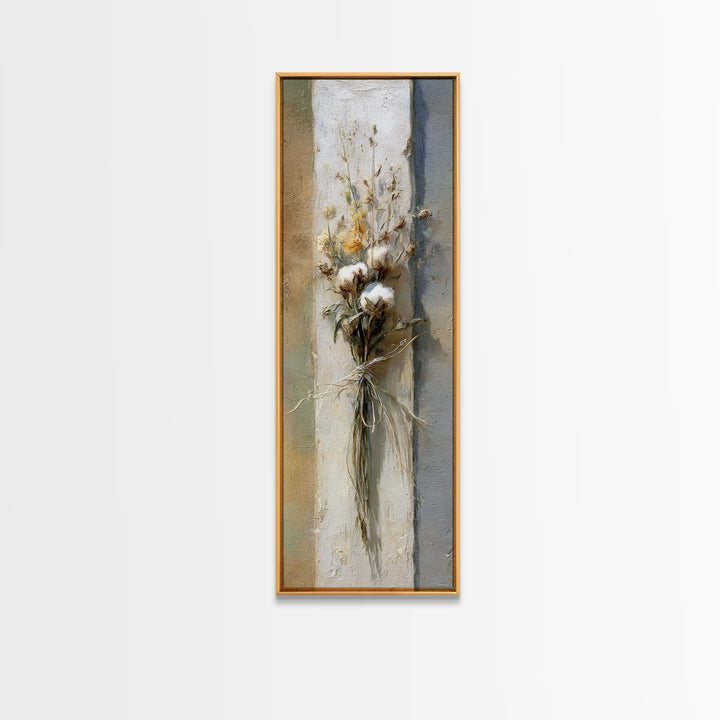 Wheat Bundle Tied Framed Canvas Print, Farmhouse Art, Landscape Art, Farmhouse Decor, Fine Art, Harvest, Textured Painting, FAR-1x3-70