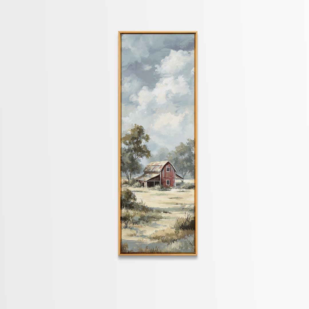 Rustic Barn in Golden Field Light Canvas Print, Farmhouse Art, Luxury Decor, Farmhouse Decor, Fine Art, Harvest, Art Prints, FAR-1x3-86