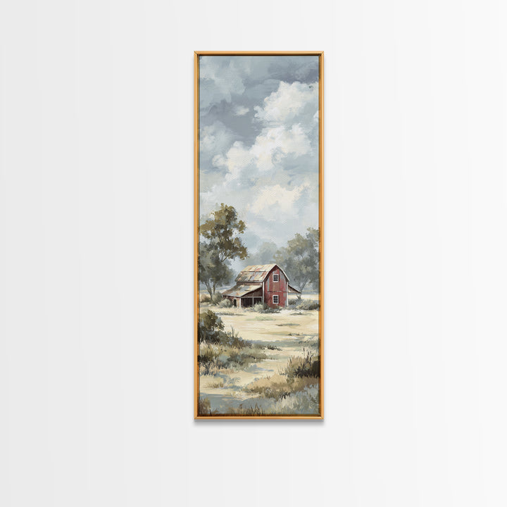 Rustic Barn in Golden Field Light Canvas Print, Farmhouse Art, Luxury Decor, Farmhouse Decor, Fine Art, Harvest, Art Prints, FAR-1x3-86