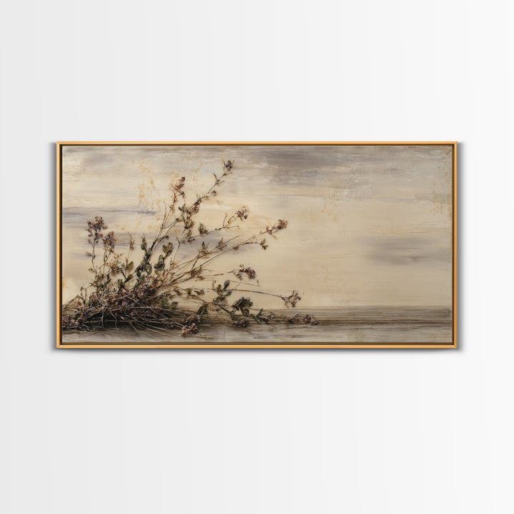 Farmhouse Wreath of Cotton Stems and Eucalyptus Framed Canvas Print, Farmhouse Art, Home Decor, Farmhouse Decor, Harvest, FAR-2x1-40