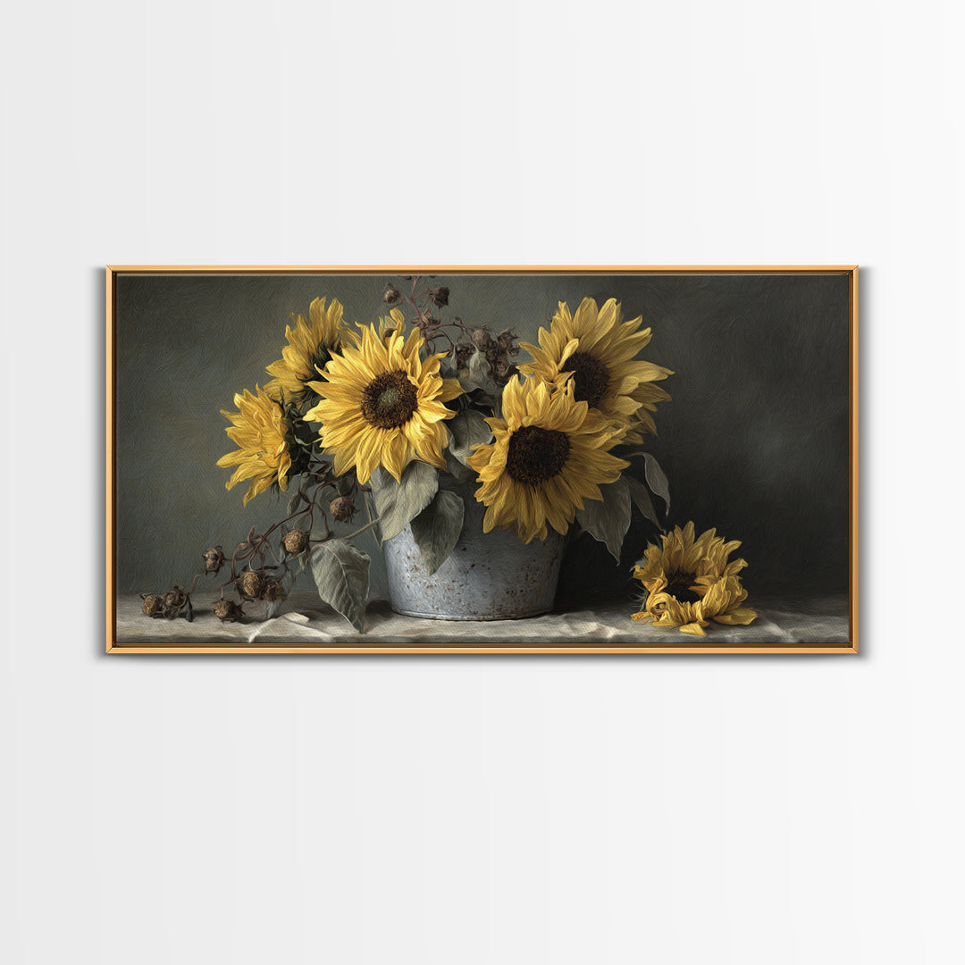 Old Milk Can Framed Canvas Print, Farmhouse Art, Digital Prints, Farmhouse Decor, Fine Art, Harvest, Watercolor Painting, FAR-2x1-56