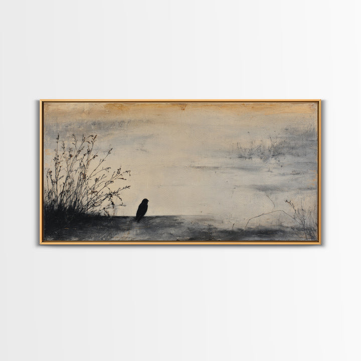 Windmill Silhouette at Sunset Framed Canvas Print, Farmhouse Art, Digital Wall Art, Farmhouse Decor, Fine Art, Harvest, FAR-2x1-85