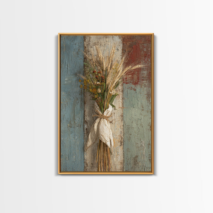 Wheat Bundle Tied Canvas Print, Farmhouse Art, Home Decor, Farmhouse Decor, Oil Painting, Harvest, Living Room Decor, FAR-2x3-66