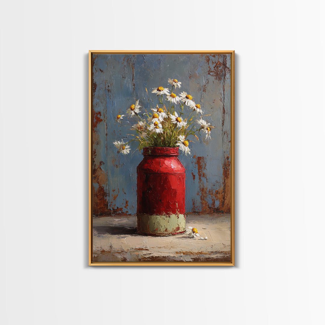 Old Milk Can Framed Canvas Print, Farmhouse Art, Printable Wall Art, Farmhouse Decor, Fine Art, Harvest, Black Wall Art, FAR-2x3-68