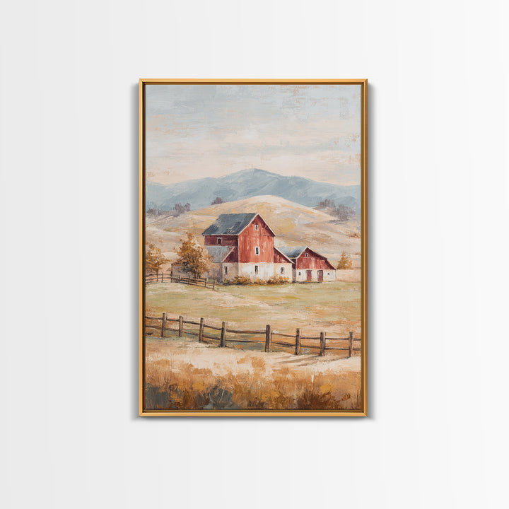 Country Landscape with Fence and Rolling Hills Canvas Print, Farmhouse Art, Printable Wall Art, Farmhouse Decor, Harvest, FAR-2x3-94