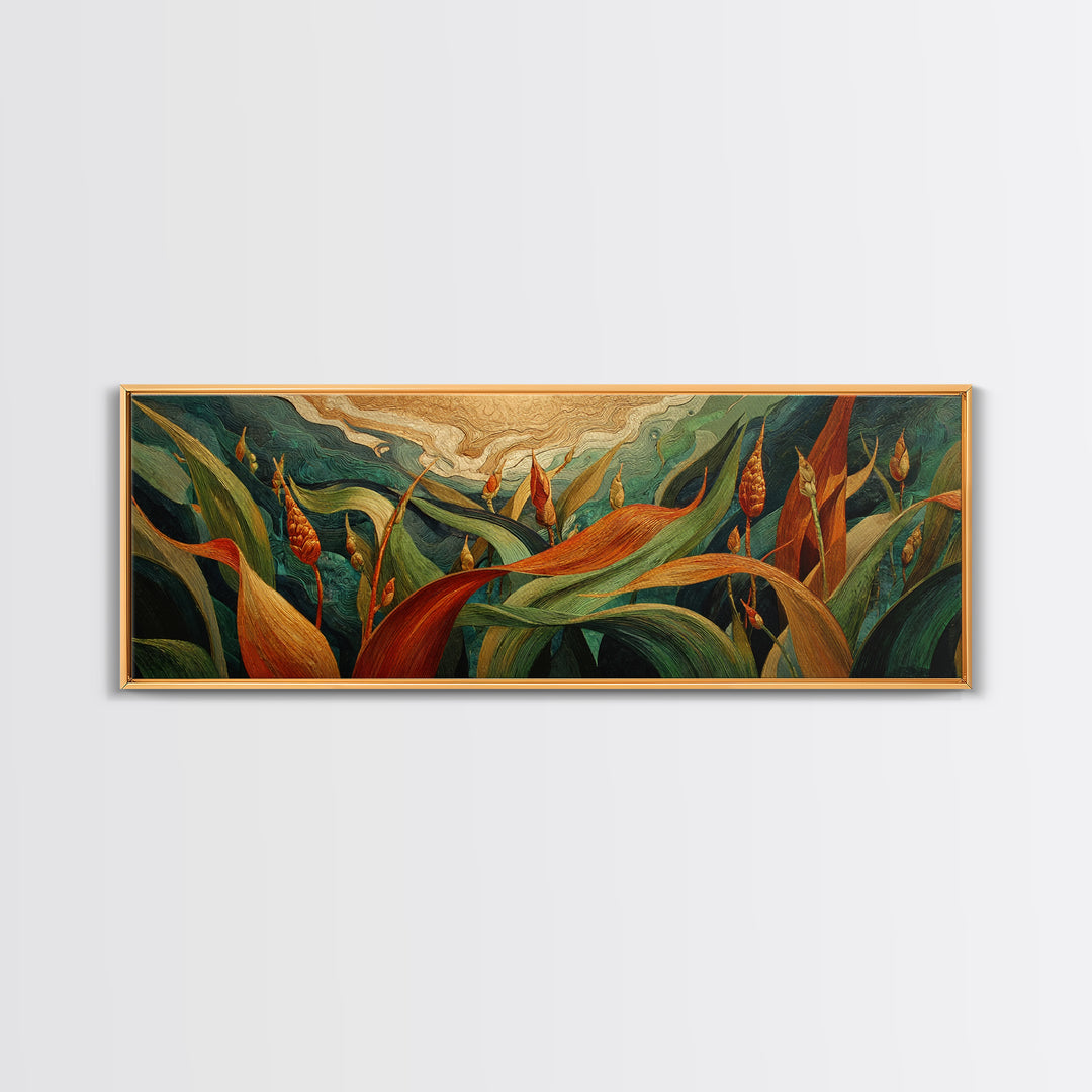 Cornfield under a Dramatic Summer Sky Canvas Print, Farmhouse Art, Downloadable Art, Farmhouse Decor, Fine Art, Harvest, FAR-3x1-14