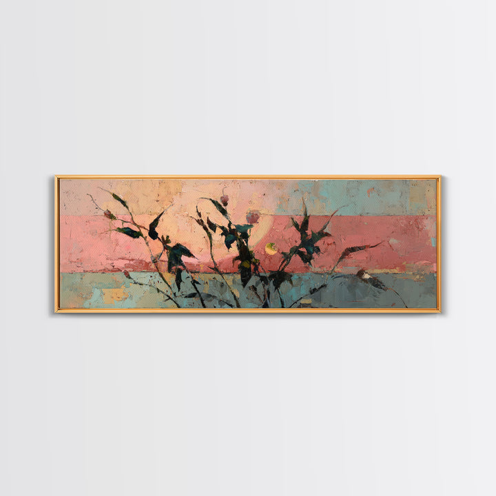 Chicken Family in a Garden Patch Framed Canvas Print, Farmhouse Art, Contemporary Art, Farmhouse Decor, Oil Painting, Harvest, FAR-3x1-55