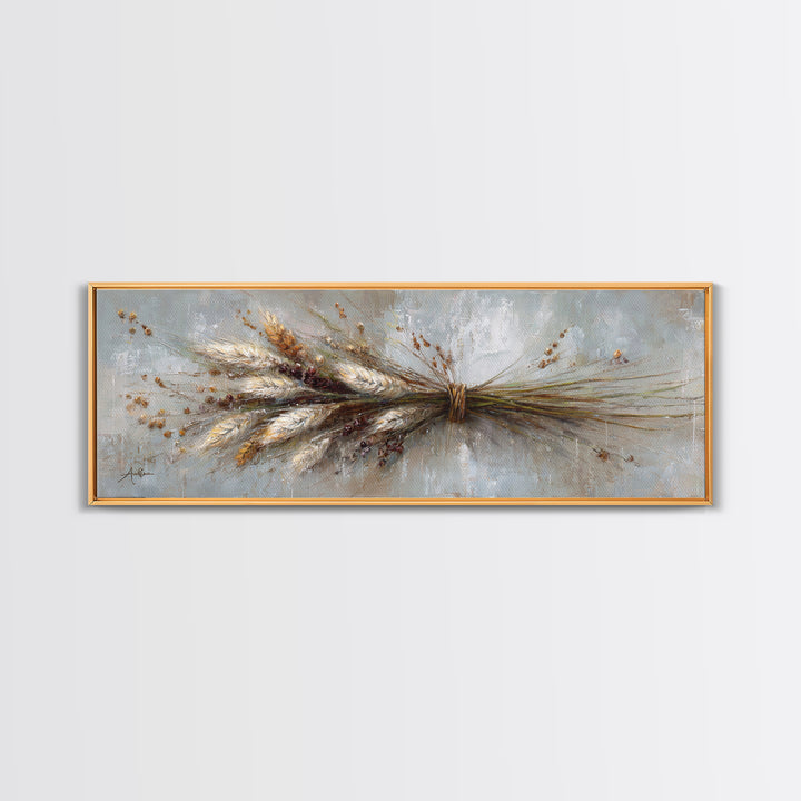 Rustic Pear Still Life on Plank Wood Canvas Print, Farmhouse Art, Art Prints, Farmhouse Decor, Harvest, Sage Green Wall Art, FAR-3x1-83