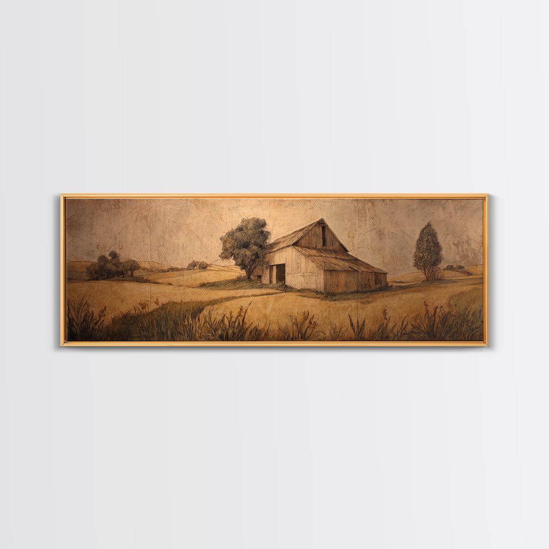 Windmill Silhouette at Sunset Framed Canvas Print, Farmhouse Art, Digital Wall Art, Farmhouse Decor, Fine Art, Harvest, FAR-3x1-9