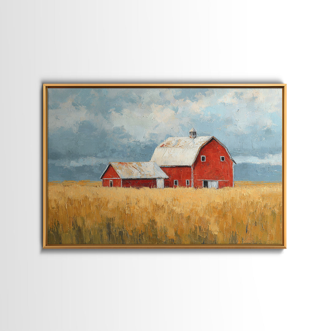 Cornfield under a Dramatic Summer Sky Framed Canvas Print, Farmhouse Art, Wall Decor, Farmhouse Decor, Fine Art, Harvest, FAR-3x2-2