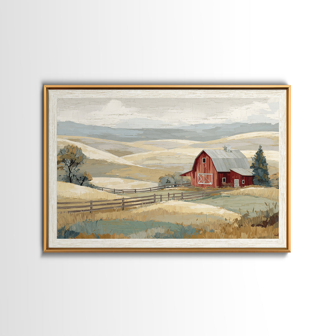Country Landscape with Fence and Rolling Hills Canvas Print, Farmhouse Art, Farmhouse Decor, Fine Art, Harvest, Gallery Wall, FAR-3x2-42