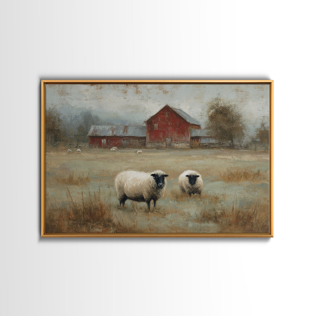 Black and White Sheep Framed Canvas Print, Farmhouse Art, Botanical Art, Farmhouse Decor, Fine Art, Harvest, Minimalist Decor, FAR-3x2-60