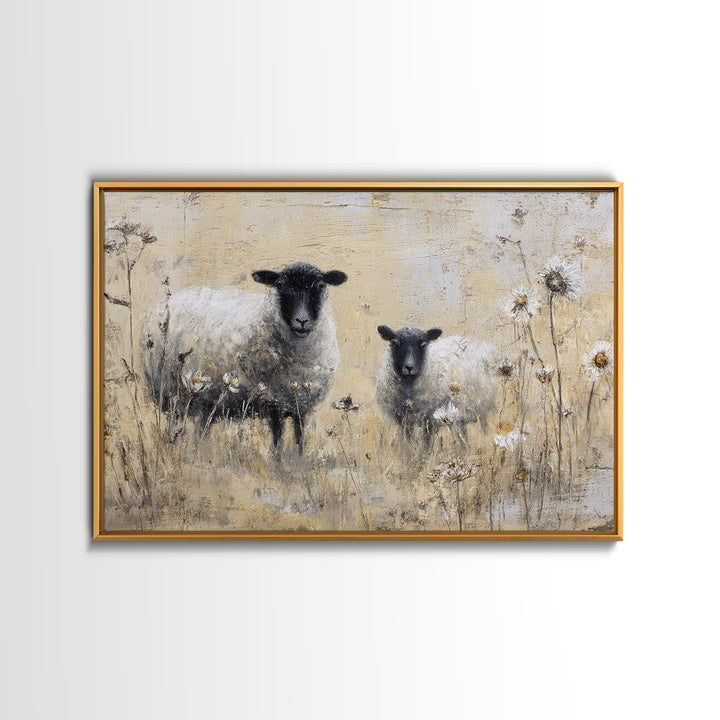 Black and White Sheep Canvas Print, Farmhouse Art, Boho Decor, Farmhouse Decor, Fine Art, Harvest, Wall Decor, Digital Prints, FAR-3x2-84