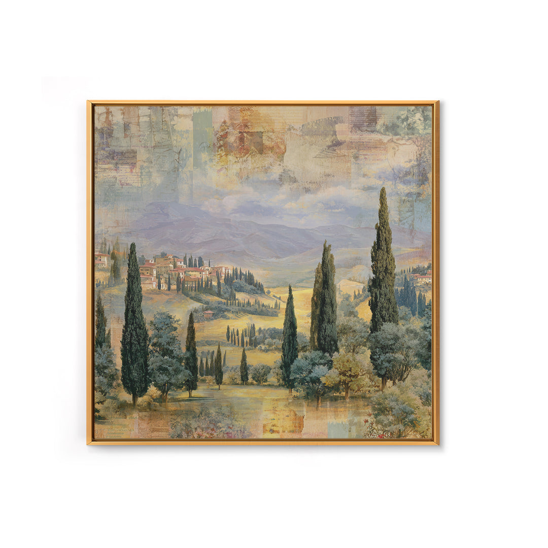 Country Lane Lined Canvas Print, French Country Art, Farmhouse Decor, Abstract Art, Country, Coastal Wall Art, FCA-1x1-23