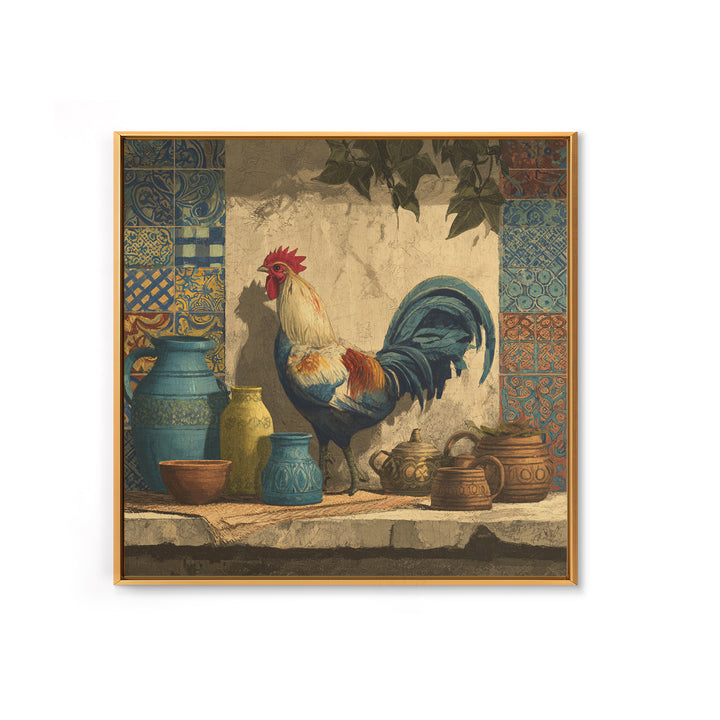Rooster Portrait in Rustic French Palette Canvas Print, French Country Art, Botanical Prints, Farmhouse Decor, Country, FCA-1x1-26