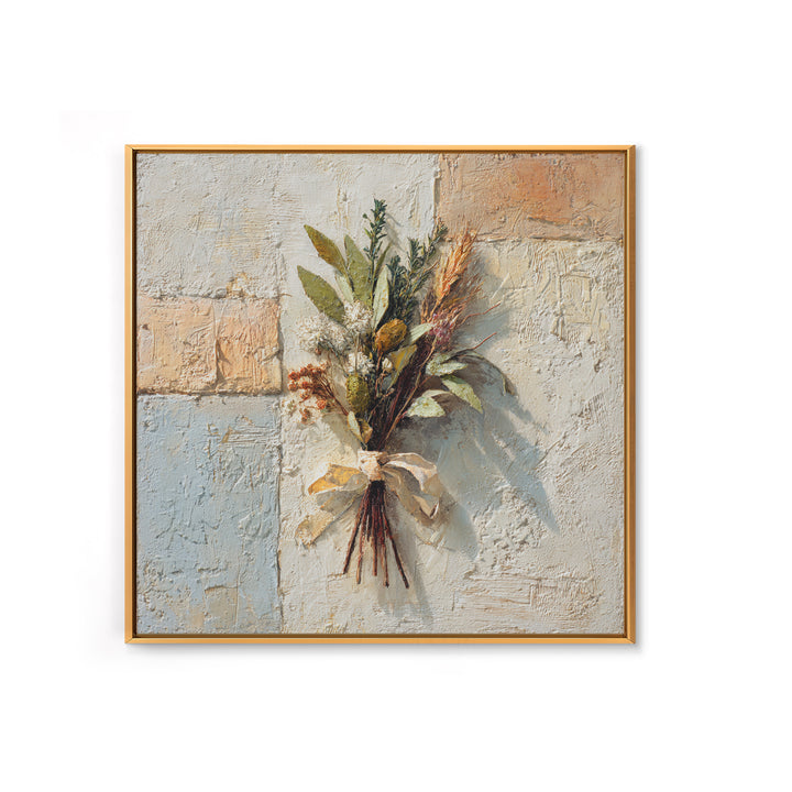 Farmhouse Kitchen Herbs Tied Framed Canvas Print, French Country Art, Digital Art Prints, Farmhouse Decor, Oil Painting, FCA-1x1-37