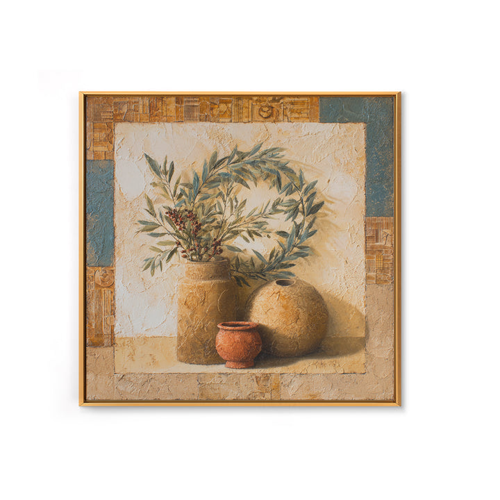Olive Branch Wreath on Cream Ground Canvas Print, French Country Art, Farmhouse Wall Decor, Farmhouse Decor, Country, FCA-1x1-46