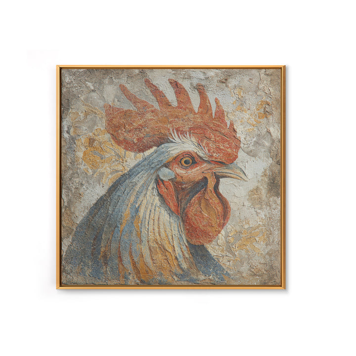 Rooster Portrait in Rustic French Palette Canvas Print, French Country Art, Botanical Prints, Farmhouse Decor, Country, FCA-1x1-50