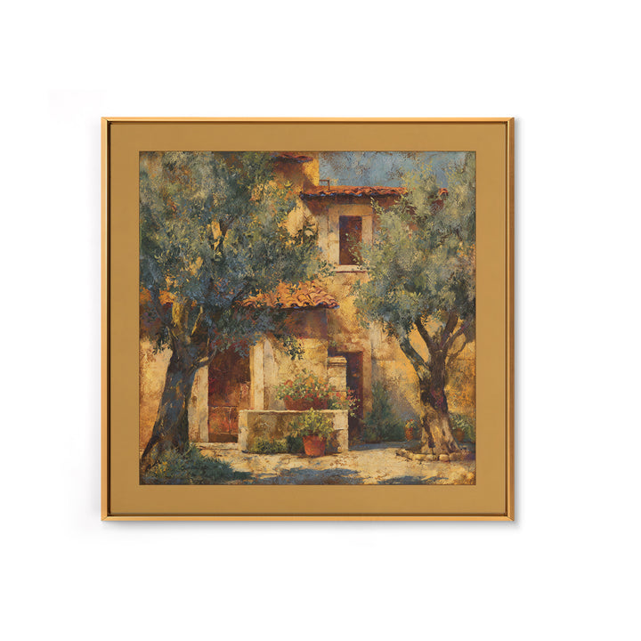 Sunlit Provence Olive Grove Framed Canvas Print, French Country Art, Eclectic Wall Art, Farmhouse Decor, Fine Art, Country, FCA-1x1-53