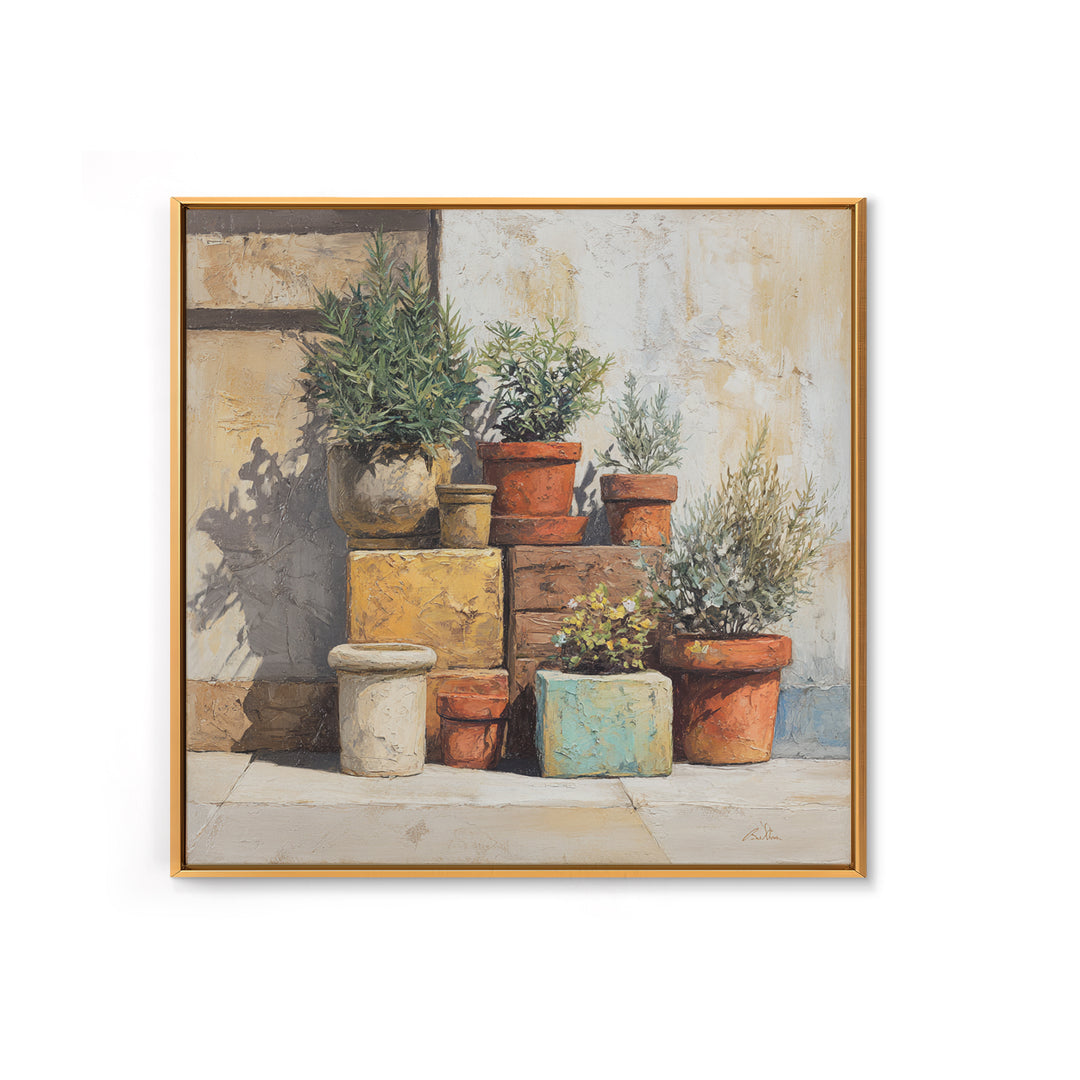 Terra Cotta Pots Canvas Print, French Country Art, Farmhouse Wall Art, Farmhouse Decor, Fine Art, Country, Boho Decor, FCA-1x1-59
