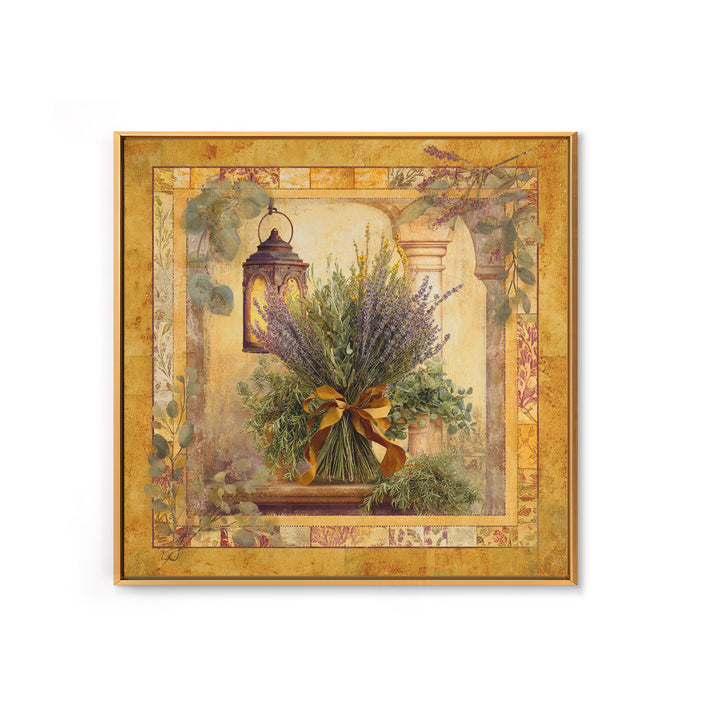 Farmhouse Kitchen Herbs Tied Framed Canvas Print, French Country Art, Digital Art Prints, Farmhouse Decor, Oil Painting, FCA-1x1-61
