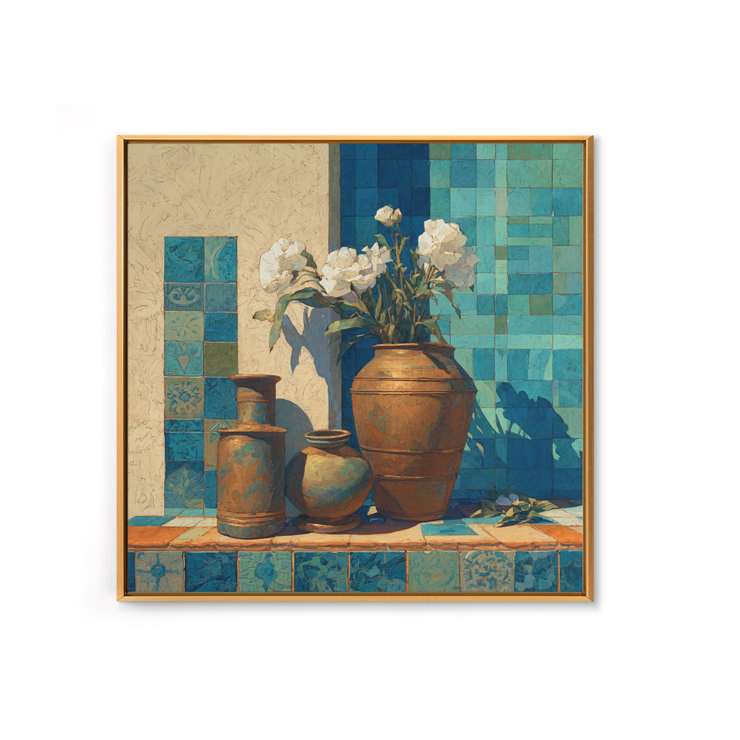 Antique Copper Pot and Flowers Still Life Canvas Print, French Country Art, French Country Decor, Farmhouse Decor, Country, FCA-1x1-72