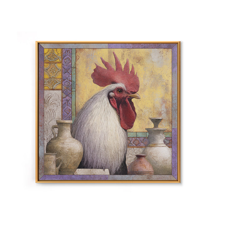 Rooster Portrait in Rustic French Palette Canvas Print, French Country Art, Eclectic Wall Art, Farmhouse Decor, Country, FCA-1x1-74