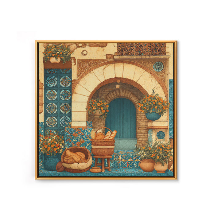 French Market Basket Framed Canvas Print, French Country Art, Above Bed Art, Farmhouse Decor, Fine Art, Country, FCA-1x1-79