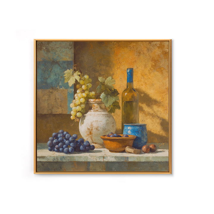Grapes and Wine Still Life Canvas Print, French Country Art, Digital Download Art, Farmhouse Decor, Fine Art, Country, FCA-1x1-81