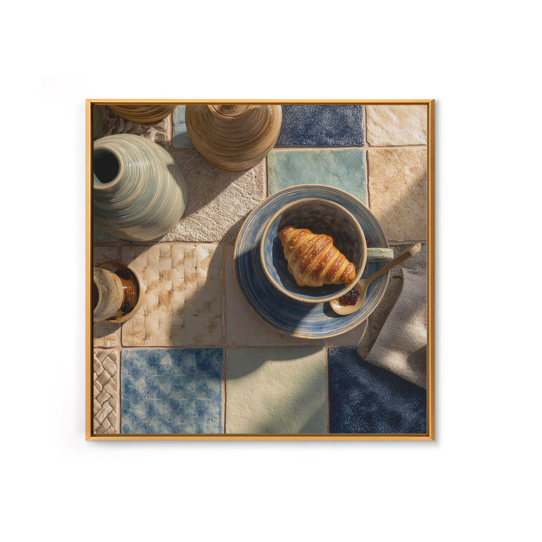 Caf Au Lait Bowl Canvas Print, French Country Art, French Country, Farmhouse Decor, Oil Painting, Country, Statement Artwork, FCA-1x1-82