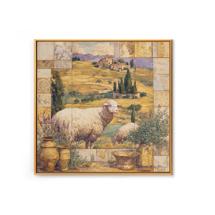 Pastoral Sheep in Rolling Countryside Canvas Print, French Country Art, Farmhouse Wall Art, Farmhouse Decor, Fine Art, Country, FCA-1x1-86