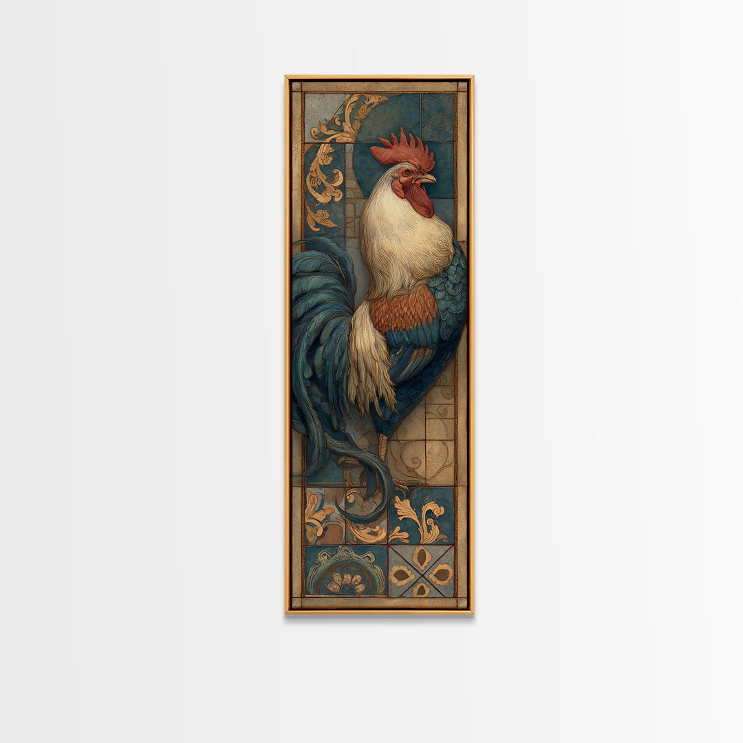 Rooster Portrait in Rustic French Palette Canvas Print, French Country Art, Botanical Prints, Farmhouse Decor, Country, FCA-1x3-14