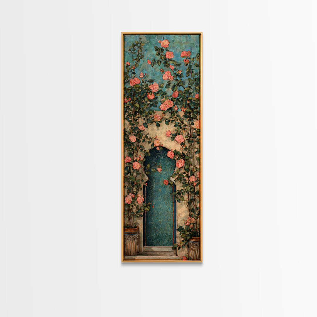 Rustic Door Covered Framed Canvas Print, French Country Art, Floral Wall Art, Farmhouse Decor, Fine Art, Country, Gallery Decor, FCA-1x3-29