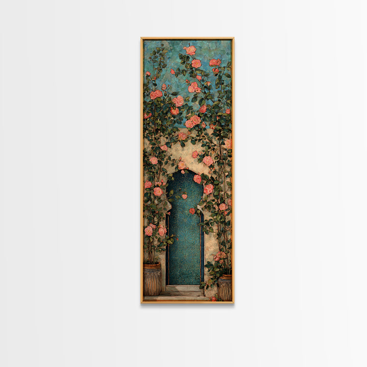 Rustic Door Covered Framed Canvas Print, French Country Art, Floral Wall Art, Farmhouse Decor, Fine Art, Country, Gallery Decor, FCA-1x3-29