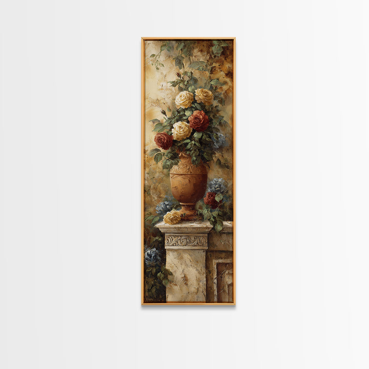 Ch Teau Garden Urn Framed Canvas Print, French Country Art, Above Bed Art, Farmhouse Decor, Fine Art, Country, FCA-1x3-31