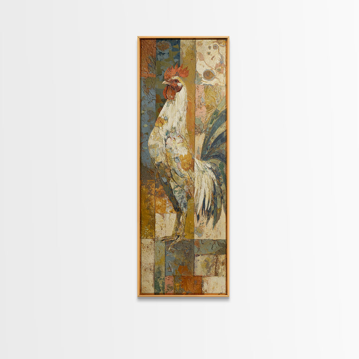 Rooster Portrait in Rustic French Palette Canvas Print, French Country Art, Botanical Prints, Farmhouse Decor, Country, FCA-1x3-38
