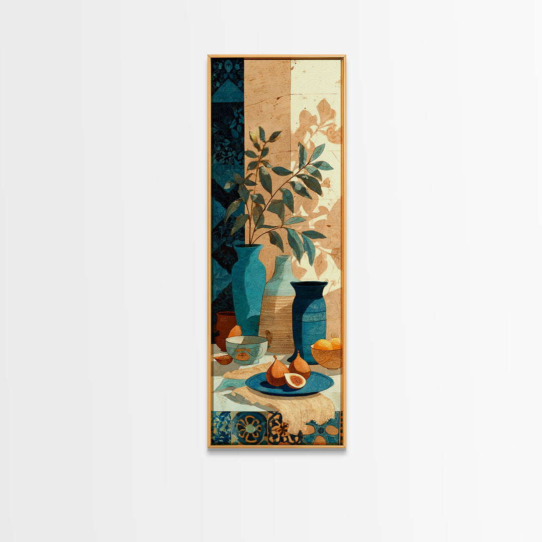 Figs on Ceramic Plate Framed Canvas Print, French Country Art, Digital Art Prints, Farmhouse Decor, Fine Art, Country, FCA-1x3-4