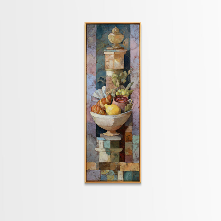 Caf Au Lait Bowl Framed Canvas Print, French Country Art, Digital Art Prints, Farmhouse Decor, Fine Art, Country, Home Decor, FCA-1x3-46