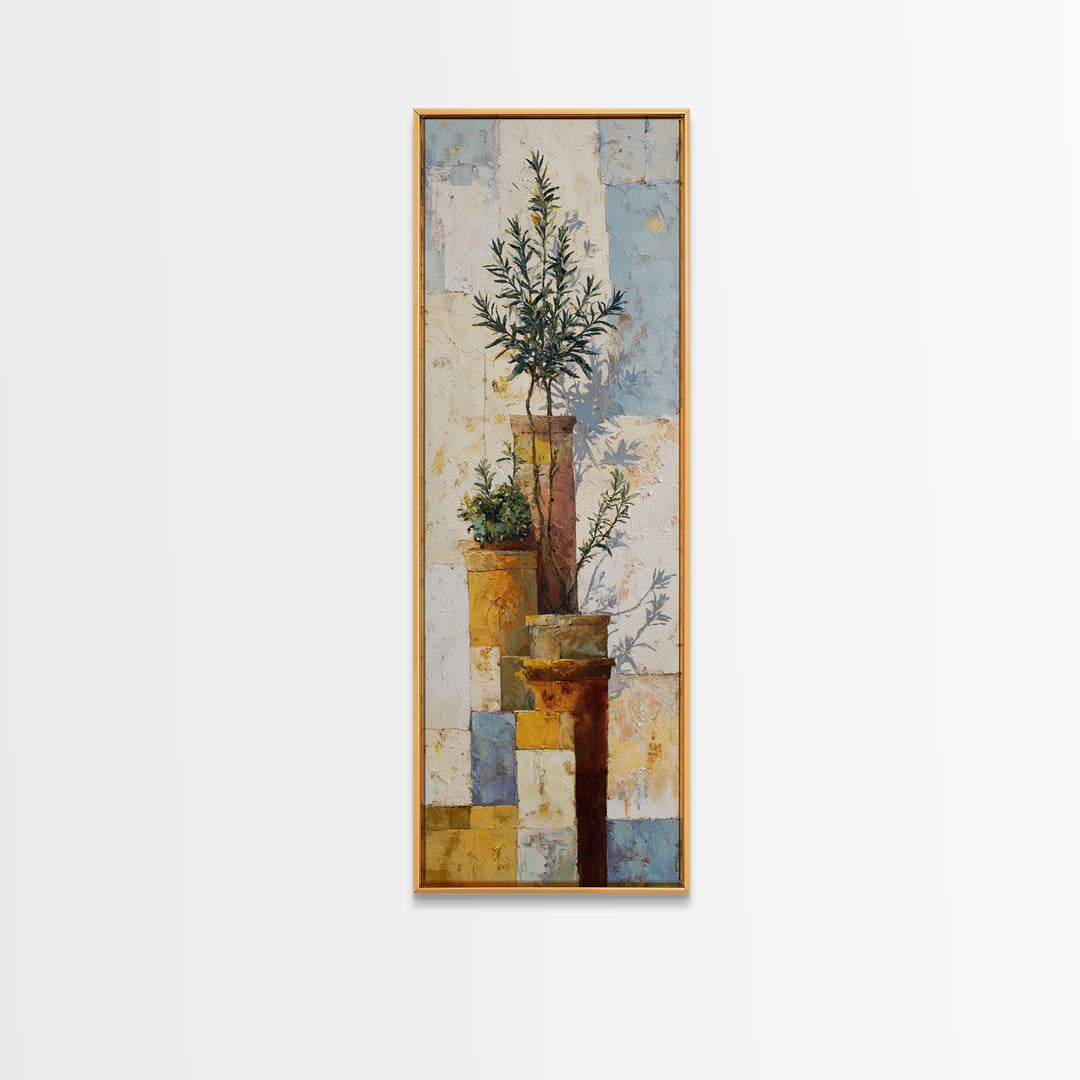 Terra Cotta Pots Framed Canvas Print, French Country Art, Neutral Decor, Farmhouse Decor, Fine Art, Country, Wall Art, FCA-1x3-47