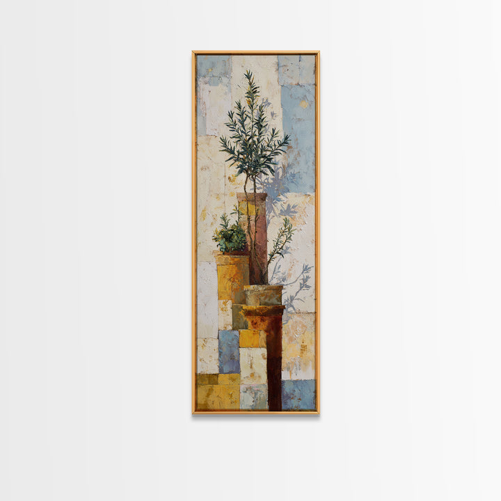 Terra Cotta Pots Framed Canvas Print, French Country Art, Neutral Decor, Farmhouse Decor, Fine Art, Country, Wall Art, FCA-1x3-47