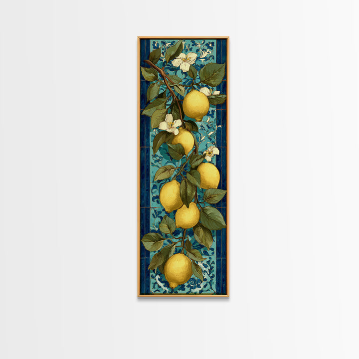 Aged Botanical Plate of Lemons and Leaves Canvas Print, French Country Art, Digital Download Art, Farmhouse Decor, Country, FCA-1x3-48